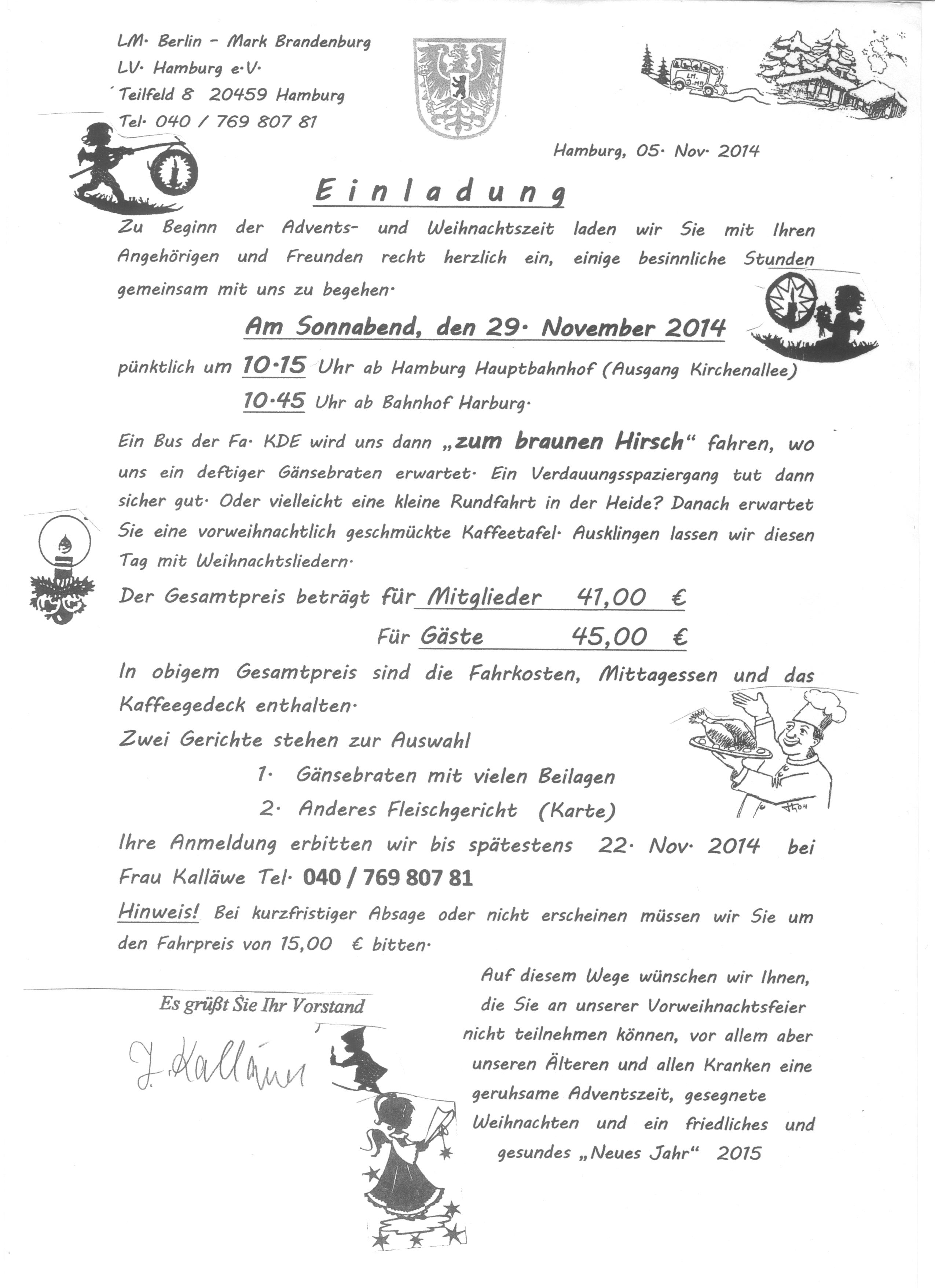 Einladung zum Gänseessen